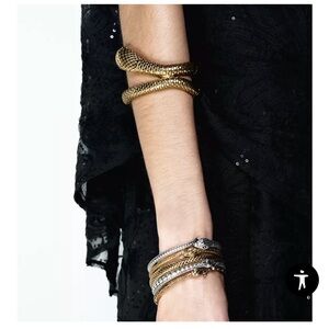 Zara 5-Pack Textured Gold and Silver Snake Bangles, Never Worn - New Condition